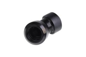 Alphacool Eiszapfen 13mm HardTube compression fitting 45° L-connector for plexi- brass tubes (rigid or hard tubes) - knurled - Deep Black