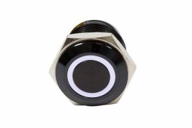 Lamptron 16mm RING White Momentary Illuminated Switch Black