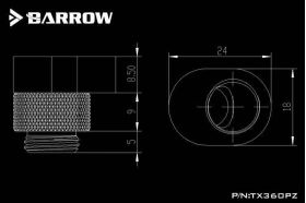 Barrow G1/4 Offset 360 Degree Rotary Adapter - Black