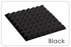 Arrowzoom Acoustic Panels Sound Absorption Studio Soundproof Foam - Pyramid Tiles - 25 x 25 x 5 cm Black