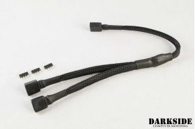 DarkSide 12v 4-pin RGB 2-Way splitter cable – Jet Black Sleeved