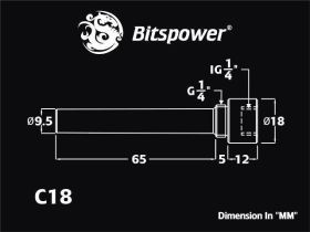 Bitspower G1/4" Carbon Black Aqua-Pipe II - BP-CBWP-C18