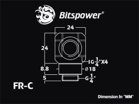 Bitspower G1/4" Black Sparkle Q Plus-Rotary IG1/4"X4 Extender