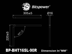 Bitspower Pre-bent 90-Degree Brass Hard Tubing OD16MM Silver - Length 220x300MM