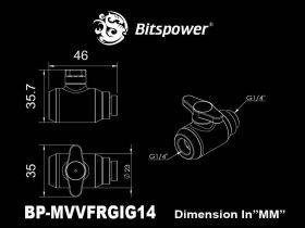 Bitspower True Brass Mini Valve Rotary G1/4"& Inner G14"With Black Handle