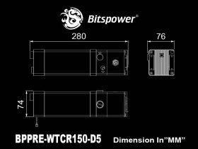 Bitspower Premium Cubiod Reservoir 150 with D5 pump - BPPRE-WTCR150-D5