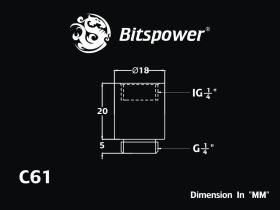 Bitspower G1/4 Matt Black IG1/4 Extender 20mm BP-MBWP-C61