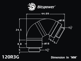 Bitspower Triple Rotary 120-Degree G1/4" Extender (60X2) - Silver Shining