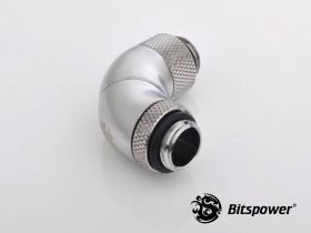 Bitspower G1/4" Triple Rotary 90-Degree G1/4" Extender - Silver Shining