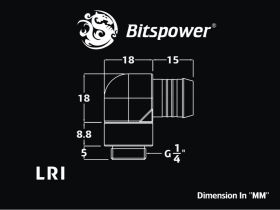 Bitspower G1/4" True Brass Rotary Angle 1/2" Fitting