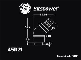 Bitspower G1/4"  Dual Rotary 45-Degree 1/2" Fitting - Black Sparkle