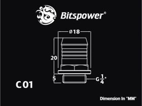 Bitspower G1/4" Black Sparkle 1/2" Fitting