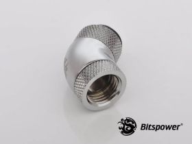 Bitspower G1/4" Silver Shining Dual Rotary 45-Degree IG1/4" Extender