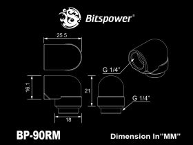 Bitspower G1/4" Silver Shining Rotary 90-Degree IG1/4" Extender (Compact Version)