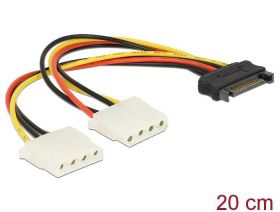 Power SATA 15pin > 2x 4pin Molex female Cable