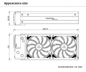 Barrow DARIDP-30 240 Copper Radiator with 17W Pump & Reservoir - Black Technical Drawing