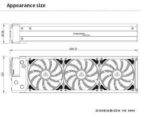 Barrow DARIDP-30 360 Copper Radiator with 17W Pump & Reservoir - Black Technical Drawing