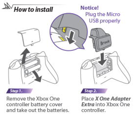 Brook X One Adapter EXTRA - Xbox One to Switch/PS4/PC (XID) with Battery Pack - Black