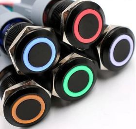 19MM Vandal Black / RGB LED Ring, Multi Color