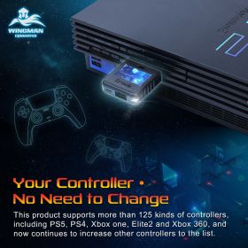 Brook Wingman PS2 Super Converter Adapter - Xbox 360 / Xbox One/XSX|S/ Xbox Elite 1&2 / PS5/PS4/PS3/ Switch Pro Controllers to PS 1/2