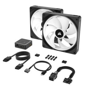 Corsair iCUE LINK QX140 RGB Series, PWM Fan, 2-Pack with RGB-Controller - 140mm, Starter-Kit (Black)