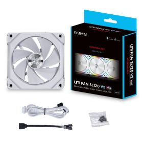 Lian Li UNI FAN SL120 V2 ARGB Reverse Blade PWM Fan - 120mm (White)