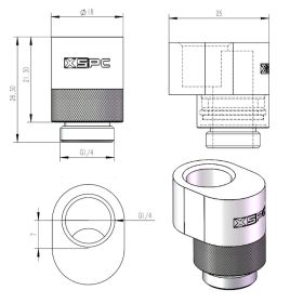 XSPC G1/4 Rotary 7mm Offset adapter - Black Chrome